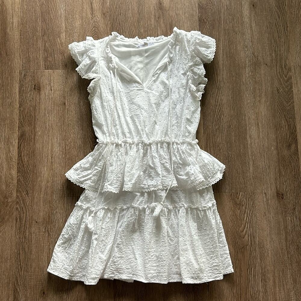 Talulah‎ Tiered Ruffle Mini Dress White Small Bridal V-Neck Lined